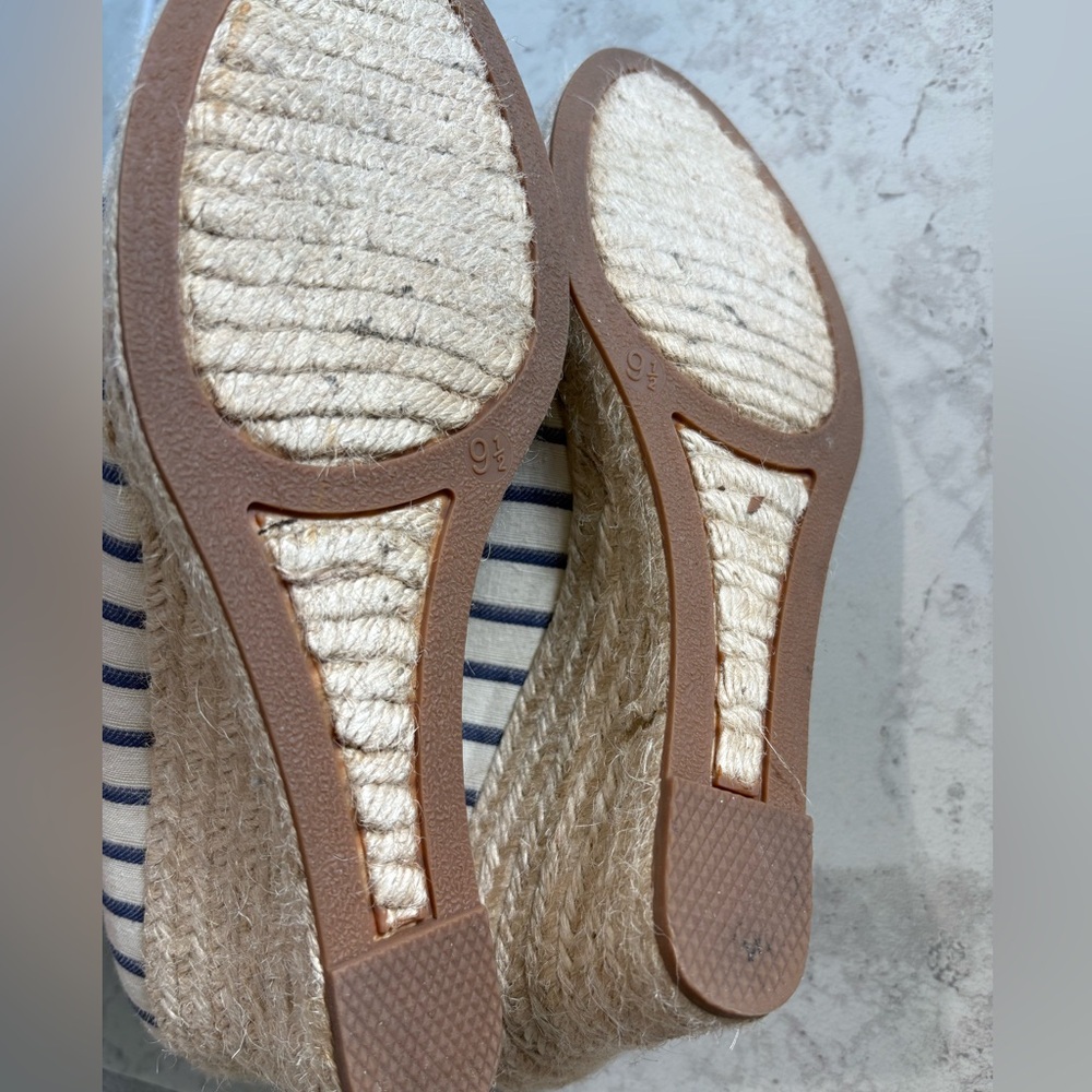 J. Crew Striped Canvas Wedge Espadrilles - Navy and Cream size 9 - Picture 7 of 7